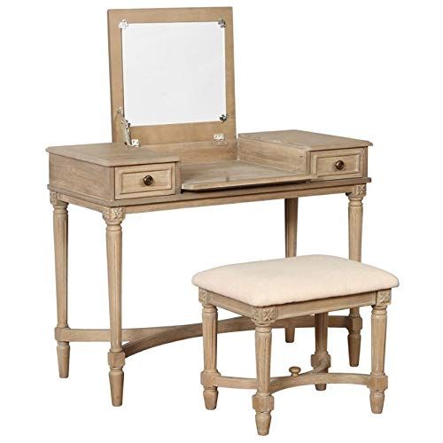  Linon Cyndi Vanity Set in Gray Wash