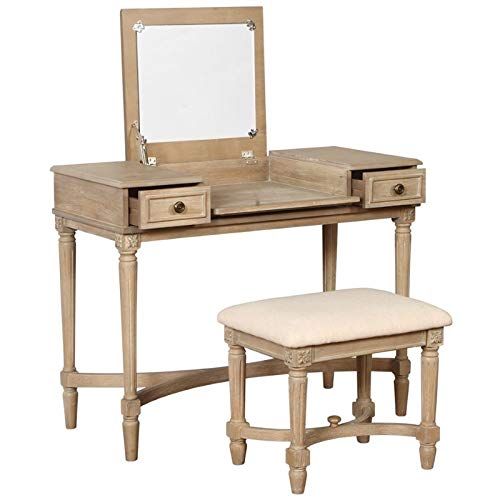  Linon Cyndi Vanity Set in Gray Wash