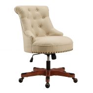 Linon Sinclair Office Chair in Beige and Cherry