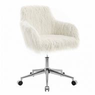 Linon Fiona White Faux Fur Office Chair