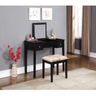 Linon Home Dcor Linon Home Decor Vanity Set with Butterfly Bench, Black
