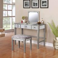 Linon Home Decor AMZN1143 Vanity Set Silver