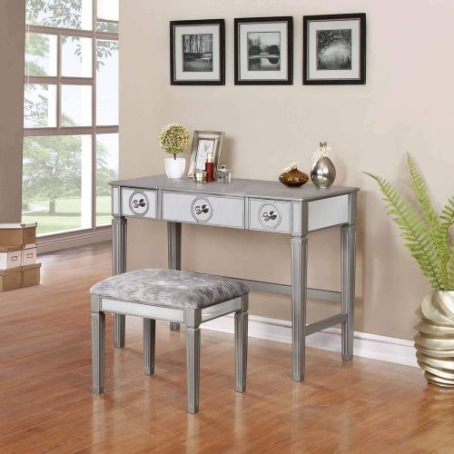  Linon Home Decor AMZN1143 Vanity Set Silver