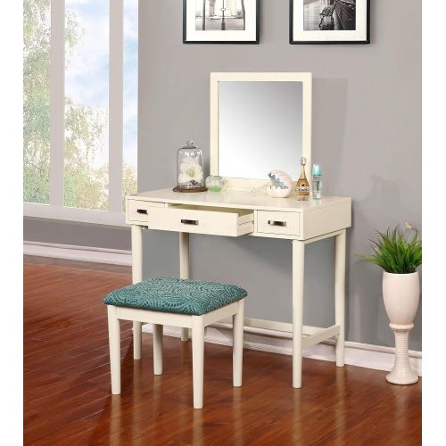  Linon Home Decor Products Linon Home Decor Garbo Vanity with Bench, Cream