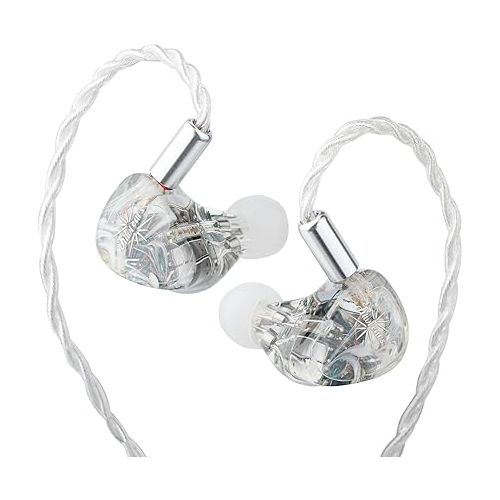  Linsoul Kiwi Ears Orchestra Lite Performance Custom 8BA in-Ear Monitor IEM with Detachable 4-core 7N Oxygen-Free Copper OFC Cable, Handcrafts Faceplate for Audiophile Studio Musician(Clear)