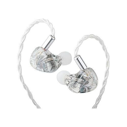  Linsoul Kiwi Ears Orchestra Lite Performance Custom 8BA in-Ear Monitor IEM with Detachable 4-core 7N Oxygen-Free Copper OFC Cable, Handcrafts Faceplate for Audiophile Studio Musician(Clear)