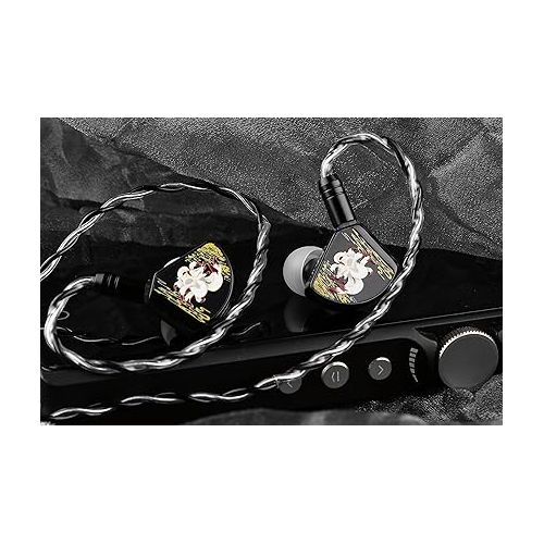  Linsoul Kinera Gumiho 10mm SPD Planar Driver + 1BA in Ear Earphone Monitor with 3D Printed Cavity, Detachable 0.78mm 2Pin Silver-Plated Alloy Copper Cable IEM (Black)
