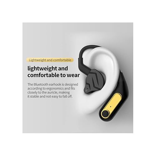  Linsoul KZ AZ15 Upgraded Bluetooth 5.2 Wireless Earhook with Charging Case for IEMs Earphones, Long battery life, One Click Operation Recessed 2pin for ZS10 PRO ZSN PRO (Black, AZ15)