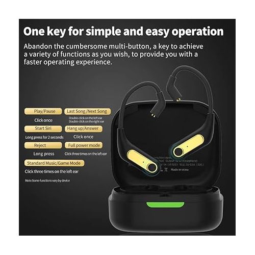  Linsoul KZ AZ15 Upgraded Bluetooth 5.2 Wireless Earhook with Charging Case for IEMs Earphones, Long Battery Life, One Click Operation Recessed 2pin for ZS10 PRO ZSN PRO (Black, AZ15)