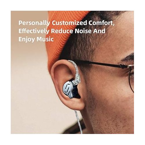  Linsoul KZ Zax 1DD+7BA Hybrid Driver HiFi in-Ear Earphones with Zin Alloy Shell, Detachable 2 Pin 0.75mm OFC Cable (with Mic, Blue)