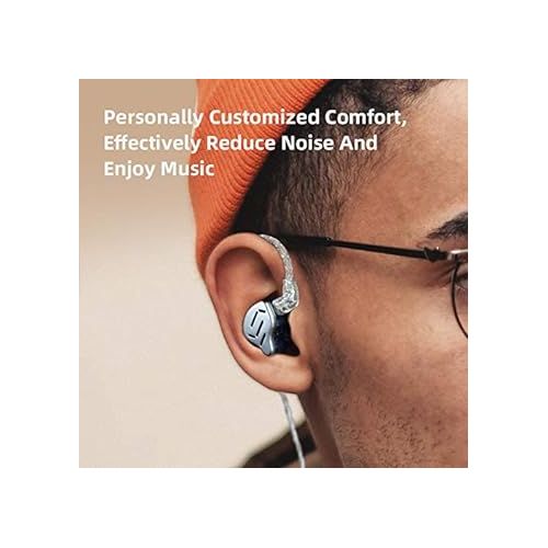  Linsoul KZ Zax 1DD+7BA Hybrid Driver HiFi in-Ear Earphones with Zin Alloy Shell, Detachable 2 Pin 0.75mm OFC Cable (with Mic, Blue)