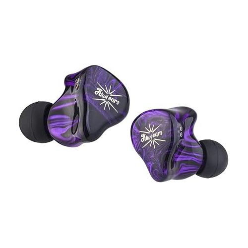  Linsoul Kiwi Ears Quartet 2DD+2BA Hybrid In-Ear Monitor, HiFi Earphones with Hand-crafted Resin Shell, Detachable OFC Silver-plated IEM Cable for Audiophile Musician DJ Studio Gaming (Purple, Quartet)
