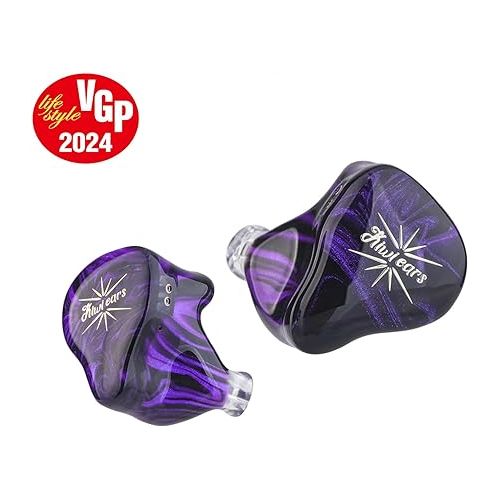  Linsoul Kiwi Ears Quartet 2DD+2BA Hybrid In-Ear Monitor, HiFi Earphones with Hand-crafted Resin Shell, Detachable OFC Silver-plated IEM Cable for Audiophile Musician DJ Studio Gaming (Purple, Quartet)