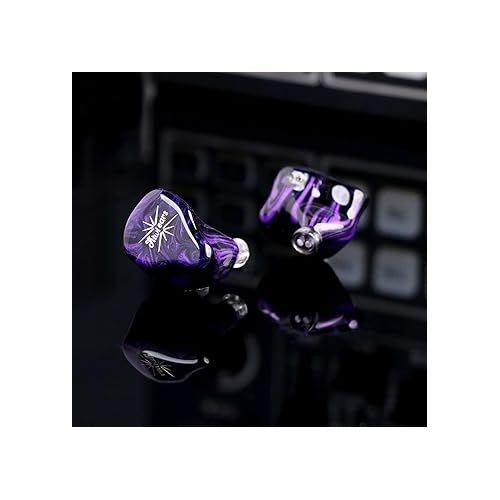  Linsoul Kiwi Ears Quartet 2DD+2BA Hybrid In-Ear Monitor, HiFi Earphones with Hand-crafted Resin Shell, Detachable OFC Silver-plated IEM Cable for Audiophile Musician DJ Studio Gaming (Purple, Quartet)