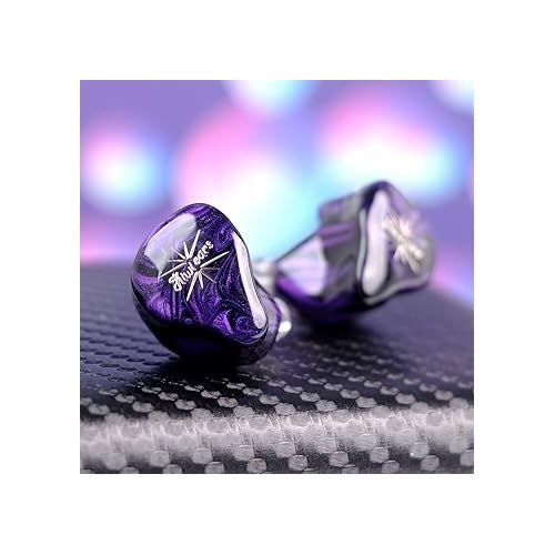  Linsoul Kiwi Ears Quartet 2DD+2BA Hybrid In-Ear Monitor, HiFi Earphones with Hand-crafted Resin Shell, Detachable OFC Silver-plated IEM Cable for Audiophile Musician DJ Studio Gaming (Purple, Quartet)