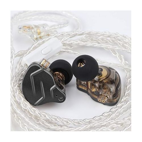  Linsoul KZ ZSN PRO X in Ear Monitor, 1BA+1DD Hybrid HiFi Wired Earbuds, Gaming Earbuds IEM with Zinc Alloy Panel, Detachable 2Pin IEM Cable for Musician (with Mic, Black)