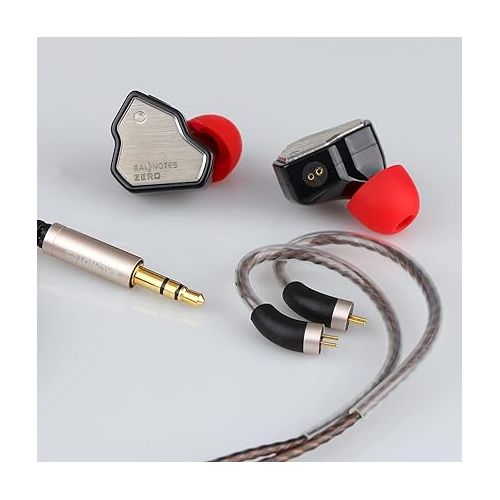  Linsoul 7Hz Salnotes Zero HiFi 10mm Dynamic Driver in-Ear Earphone IEM with Metal Composite Diaphragm Stainless Steel Faceplate Detachable 2Pin OFC Cable (Black, Without Mic)