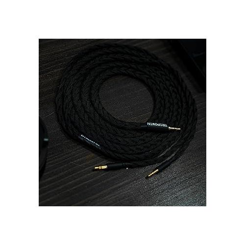  Linsoul Tripowin GranVia Upgraded OFC Headphone Replacement Cable, Dual 3.5mm Connector to 3.5mm Stereo Headphone Cable,for HE4XX/HE-400i/HE400se/ HarmonicDyne Zeus/Goldplanar/Focal ELEGIA(6.56ft)