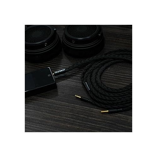  Linsoul Tripowin GranVia Upgraded OFC Headphone Replacement Cable, Dual 3.5mm Connector to 3.5mm Stereo Headphone Cable,for HE4XX/HE-400i/HE400se/ HarmonicDyne Zeus/Goldplanar/Focal ELEGIA(6.56ft)