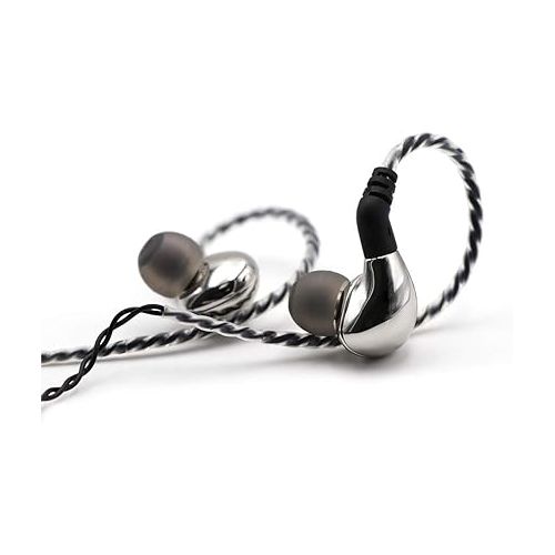  Linsoul BLON BL03 HiFi 10mm Carbon Diaphragm Dynamic Driver in-Ear Earphone IEM with 0.78mm 2pin Detachable Cable (with mic, Silver)