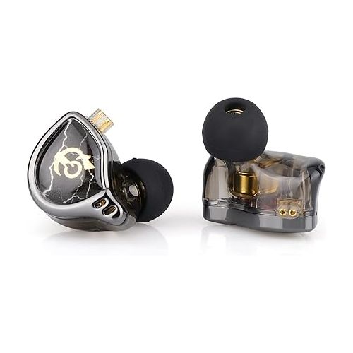  Linsoul QKZ x HBB 10mm Titanium-Coated Diaphragm HiFi in-Ear Monitor Earphones with Semi-Open Cavity, Detachable 2Pin Silver-Plated Cable, Noise Canceling for Audiophile (Black, Without Mic)