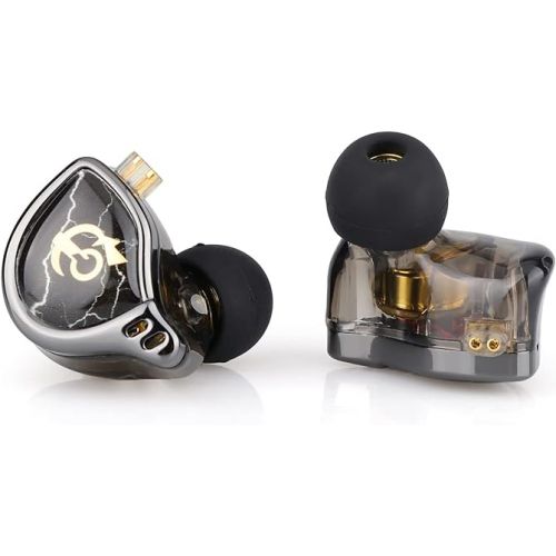  Linsoul QKZ x HBB 10mm Titanium-Coated Diaphragm HiFi in-ear Monitor Earphones with Semi-open Cavity, Detachable 2Pin Silver-plated Cable, Noise Canceling for Audiophile (Black, without Mic)