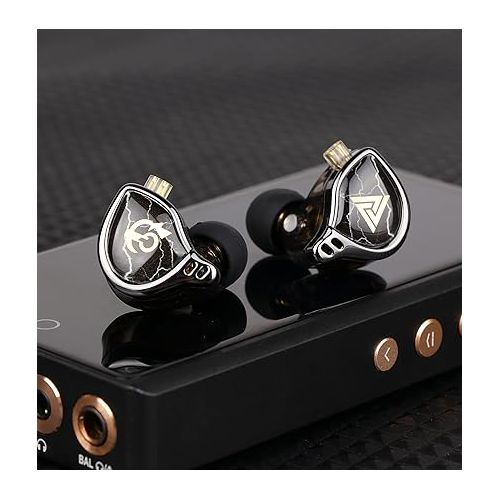  Linsoul QKZ x HBB 10mm Titanium-Coated Diaphragm HiFi in-Ear Monitor Earphones with Semi-Open Cavity, Detachable 2Pin Silver-Plated Cable, Noise Canceling for Audiophile (Black, Without Mic)
