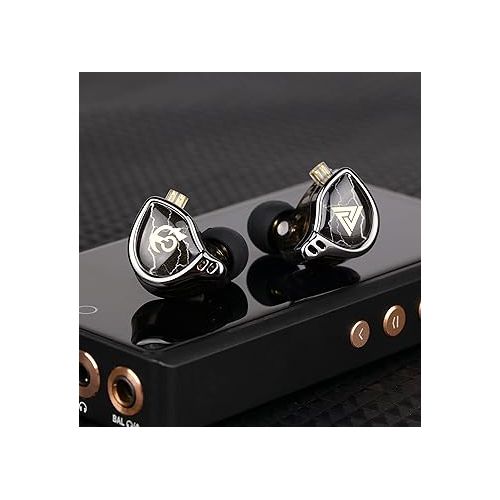  Linsoul QKZ x HBB 10mm Titanium-Coated Diaphragm HiFi in-ear Monitor Earphones with Semi-open Cavity, Detachable 2Pin Silver-plated Cable, Noise Canceling for Audiophile (Black, without Mic)