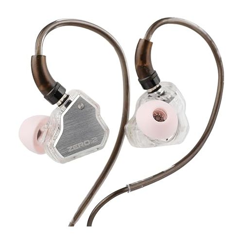  Linsoul 7Hz x Crinacle Zero:2 in Ear Monitor, Updated 10mm Dynamic Driver IEM, Wired Earbuds Earphones, Gaming Earbuds, with OFC IEM Cable for Musician (Silver)