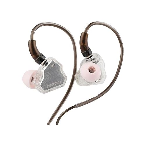  Linsoul 7Hz x Crinacle Zero:2 in Ear Monitor, Updated 10mm Dynamic Driver IEM, Wired Earbuds Earphones, Gaming Earbuds, with OFC IEM Cable for Musician (Silver)