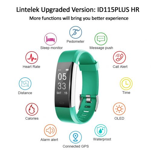  Lintelek Fitness Armband Herzfrequenzmesser Fitness Tracker Plus HR Sport Uhr Bracelet Spritzwasser geschuetzt Smartwatch Schrittzahler GPS Anrufe SMS Nachrichten Smart Armbanduhr