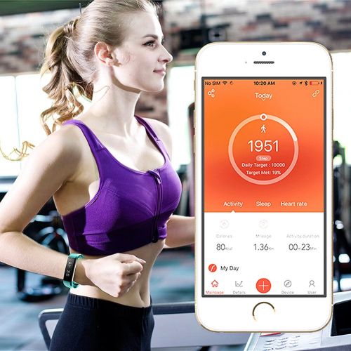  Lintelek Fitness Armband Herzfrequenzmesser Fitness Tracker Plus HR Sport Uhr Bracelet Spritzwasser geschuetzt Smartwatch Schrittzahler GPS Anrufe SMS Nachrichten Smart Armbanduhr