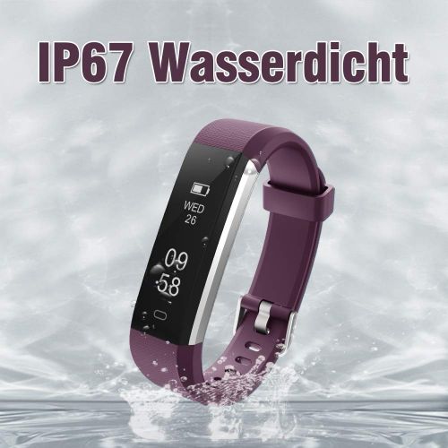  [아마존 핫딜]  [아마존핫딜]Lintelek Fitness Armband Aktivitatstracker IP67 Wasserdicht Schrittzahler Armbanduhr Smartwatch, Fitness Uhr Kalorienzahler fuer Damen Herren