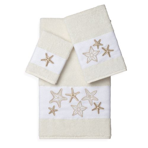  Linum Home Textiles LYDIA Embellished Bath Towels (Set of 3)