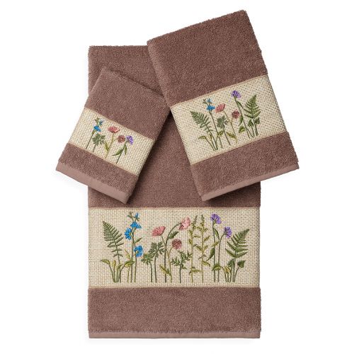  Linum Home Textiles SERENITY Embellished Bath Towels (Set of 3)