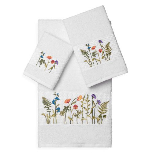  Linum Home Textiles SERENITY Embellished Bath Towels (Set of 3)