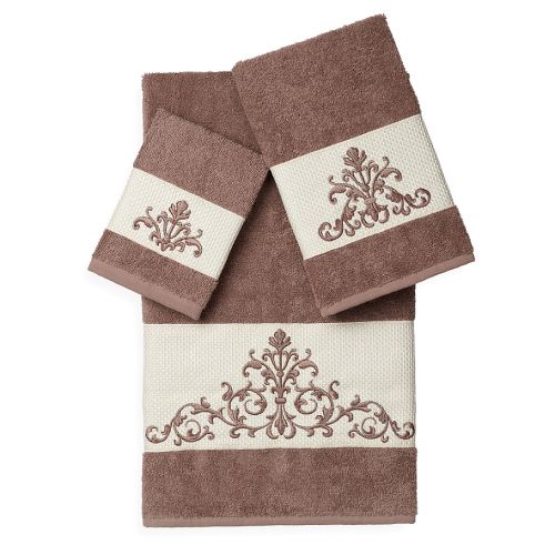  Linum Home Textiles SCARLET Embellished Bath Towels (Set of 3)