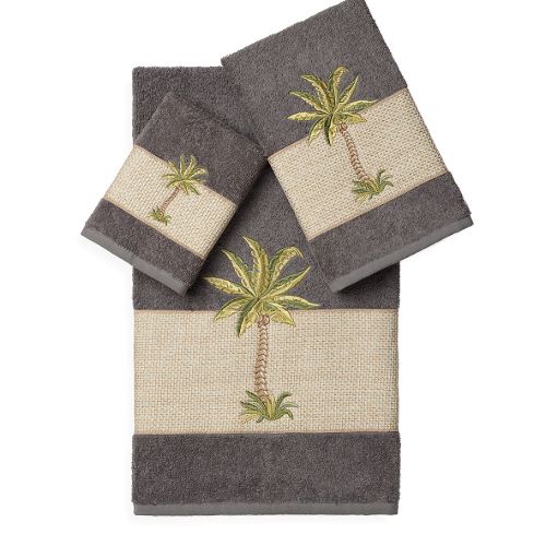  Linum Home Textiles COLTON Embellished Bath Towels (Set of 3)