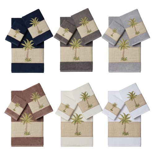  Linum Home Textiles COLTON Embellished Bath Towels (Set of 3)