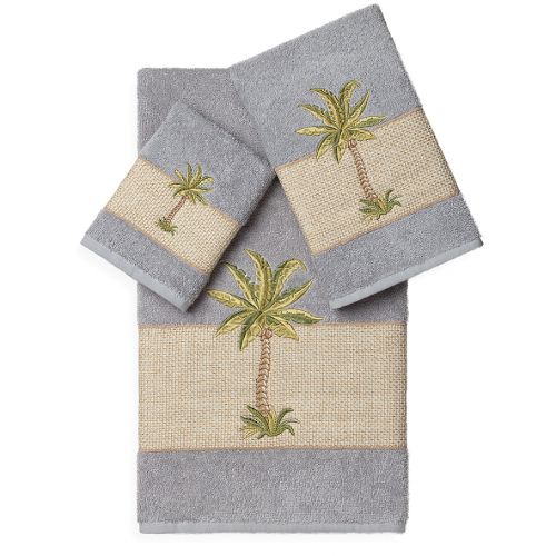  Linum Home Textiles COLTON Embellished Bath Towels (Set of 3)
