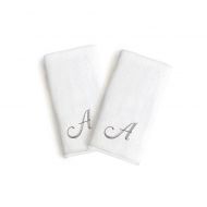 Linum Home Textiles Monogrammed Letter Luxury Bridal Hand Towel in White (Set of 2)
