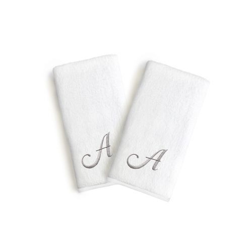  Linum Home Textiles Monogrammed Letter Luxury Bridal Hand Towel in White (Set of 2)