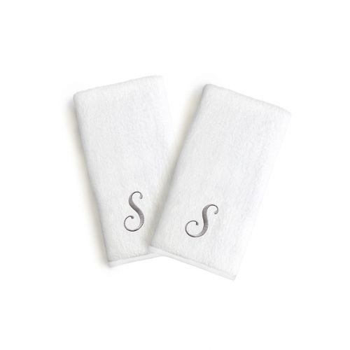  Linum Home Textiles Monogrammed Letter Luxury Bridal Hand Towel in White (Set of 2)