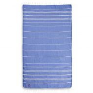 Linum Home Textiles Lucky Monogram Script Letter Pestemal Beach Towel in Royal Blue