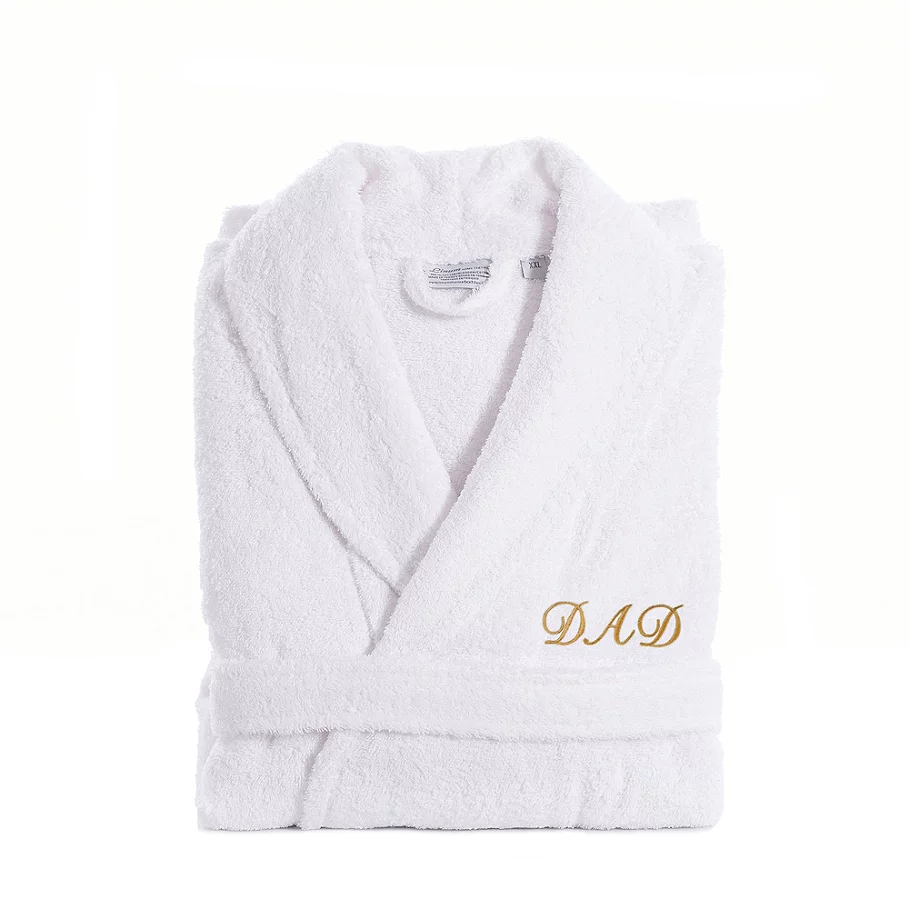 Linum Home Textiles Dad Terry Bathrobe in WhiteGold