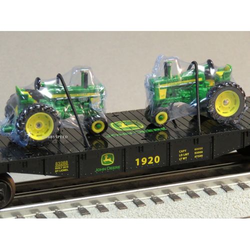  Lionel LIONEL JOHN DEERE FLATCAR 2 FARM TRACTORS 1:64 o gauge train 6-83286