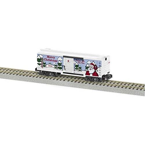  Lionel 644129 2018 American Flyer Christmas Boxcar, O Gauge, White, Green, Black, Red
