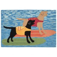 Liora Manne FTP34188104 1881/04 Surfboard Dogs Ocean Rugs, Indoor/Outdoor, 30X48, Blue