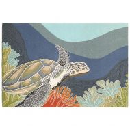 Liora Manne RVLR5225704 Ravella Akumal Coastal Indoor/Outdoor Sea Turtle Ocean Animal Runner Rug 24 X 60 Blue