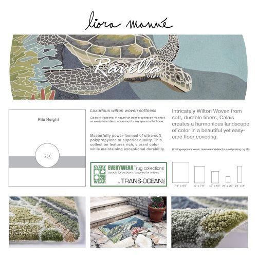  Liora Manne RVLR5225704 Ravella Akumal Coastal Indoor/Outdoor Sea Turtle Ocean Animal Runner Rug 24 X 60 Blue